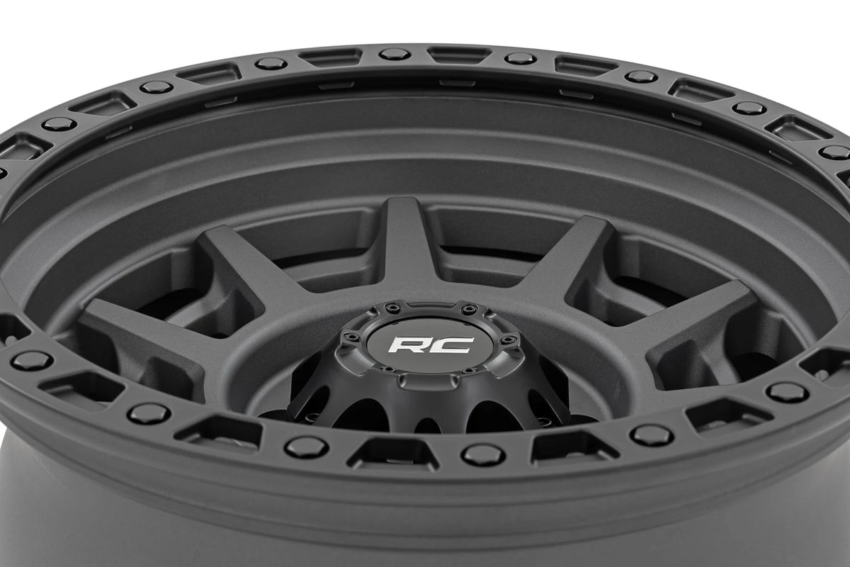 Rough Country 85 Series Wheel Simulated Beadlock | Gunmetal Gray/Black | 17x9 | 6x5.5 |+25mm