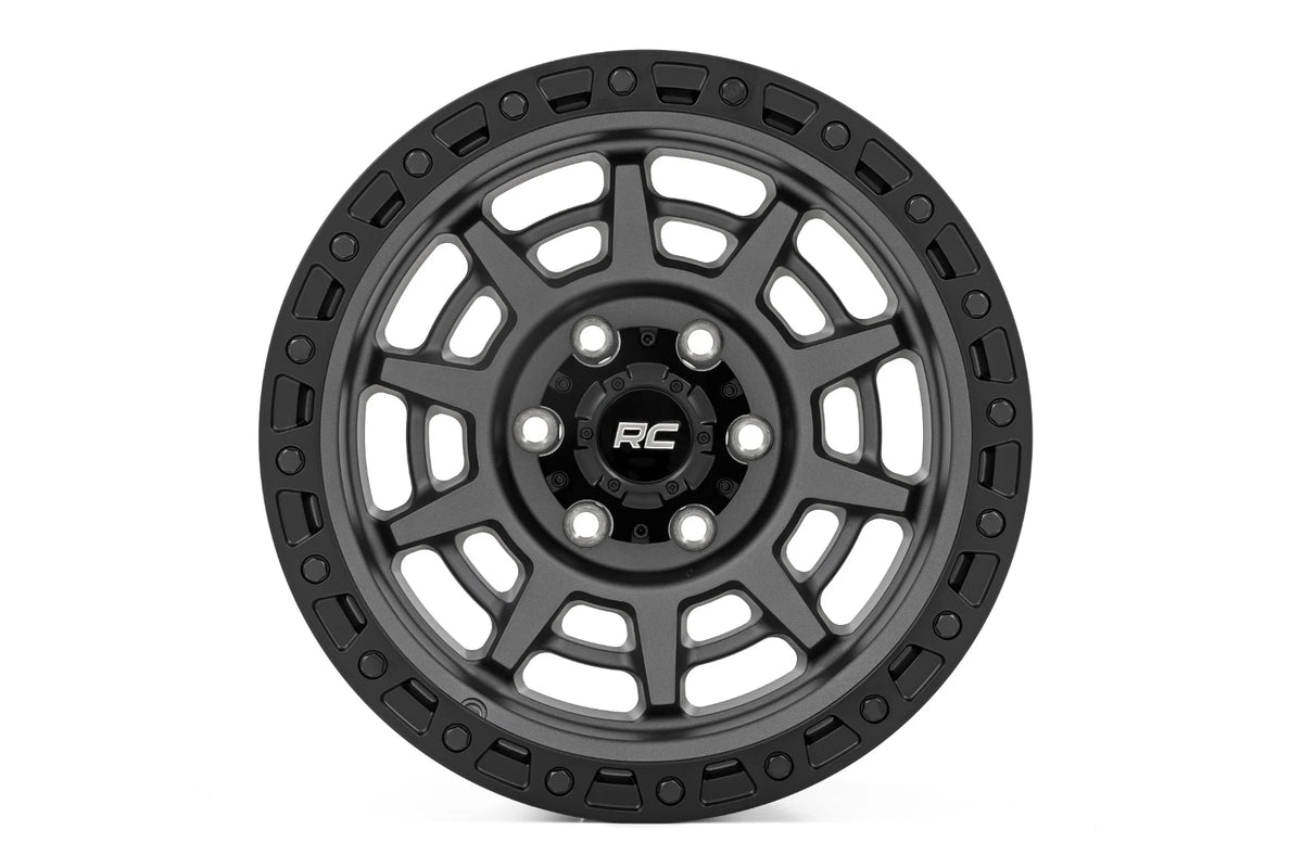 Rough Country 85 Series Wheel Simulated Beadlock | Gunmetal Gray/Black | 17x9 | 6x5.5 |+25mm