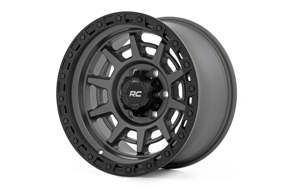 Rough Country 85 Series Wheel Simulated Beadlock | Gunmetal Gray/Black | 17x9 | 6x5.5 |+25mm